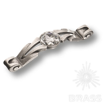 15.166.96.SWA.16 Ручка скоба с кристаллами Swarovski эксклюзивная коллекция, старое серебро 96 мм
