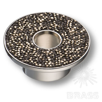 STONE32/CP-SW/A Ручка кнопка c графитовыми кристаллами Swarovski, глянцевый хром 32 мм