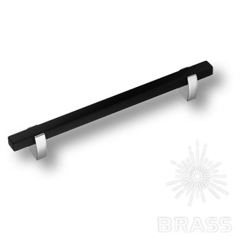 765-160-Chrome-Matt Black Ручка скоба, глянцевый хром с чёрной матовой вставкой 160 мм