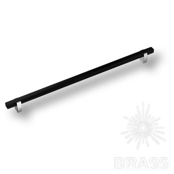 765-320-Chrome-Matt Black Ручка скоба, глянцевый хром с чёрной матовой вставкой 320 мм