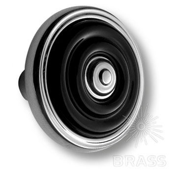 476025MP02ST04 Ручка кнопка  современная классика с черной вставкой, глянцевый хром
