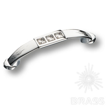 15.129.96 SWA 07  Ручка скоба с кристаллами Swarovski эксклюзивная коллекция, глянцевый хром 96 мм