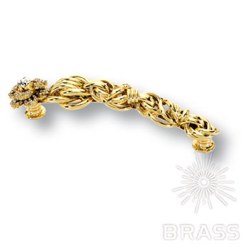 TU 128 PSWA 19 Ручка скоба с кристаллами Swarovski, эксклюзивная коллекция, глянцевое золото 128 мм