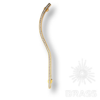 2573-030-224-LEFT Ручка скоба, латунь с кристаллами Swarovski, глянцевое золото 24K, 224 мм