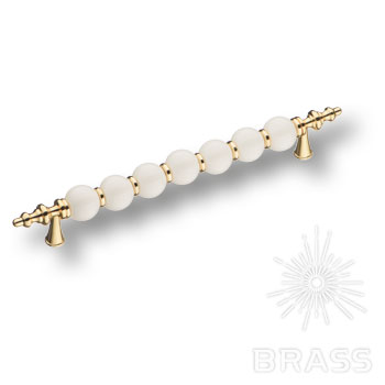 2095-60-160-000 Ручка скоба керамика с металлом,белый/глянцевое золото 160 мм