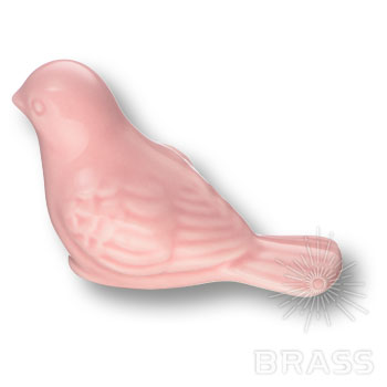 BIRD 001 RIGHT Ручка кнопка птичка керамика,  розовый