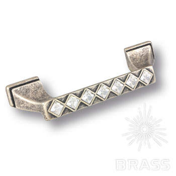 15.127.96.SWA.16 Ручка скоба с кристаллами Swarovski эксклюзивная коллекция, старое серебро 96 мм