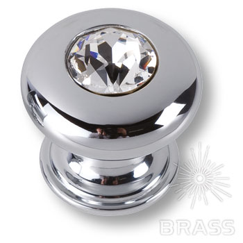 0775-005-2 Ручка кнопка, латунь с кристаллом Swarovski, глянцевый хром