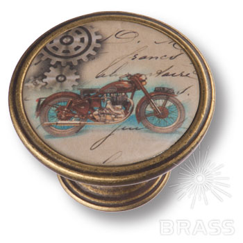 550BR34  Ручка кнопка - CLASSIC BIKES,  старая бронза