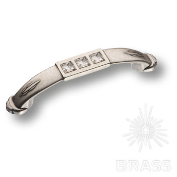 15.129.96.SWA.16 Ручка скоба с кристаллами Swarovski эксклюзивная коллекция, старое серебро 96 мм