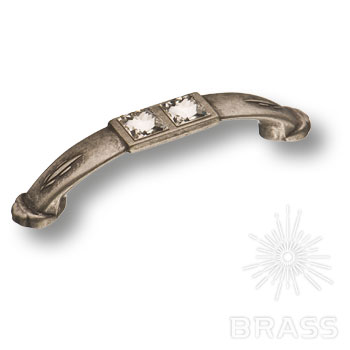15.129.64.SWA.16 Ручка скоба с кристаллами Swarovski эксклюзивная коллекция, старое серебро 64 мм
