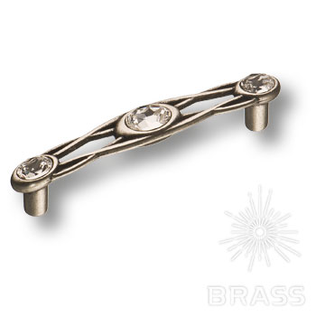 15.133.64.SWA.16 Ручка скоба с кристаллами Swarovski эксклюзивная коллекция, старое серебро 64 мм