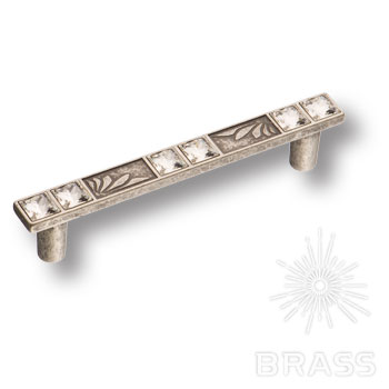 15.134.96.SWA.16 Ручка скоба с кристаллами Swarovski эксклюзивная коллекция, старое серебро 96 мм