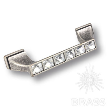 15.139.96.SWA.16 Ручка скоба с кристаллами Swarovski эксклюзивная коллекция, старое серебро 96 мм
