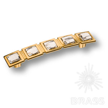 15.183.128.SWA.19 Ручка скоба с кристаллами Swarovski эксклюзивная коллекция, глянцевое золото 128мм
