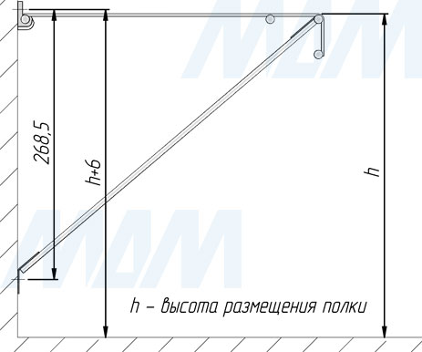 Установка опорной скобы для сетчатой полки (артикул ФПС 071-40.26), схема 1